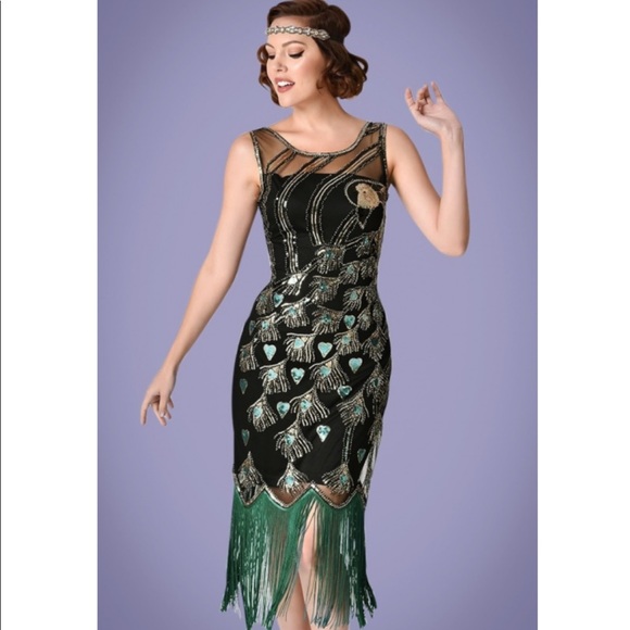 peacock flapper dress